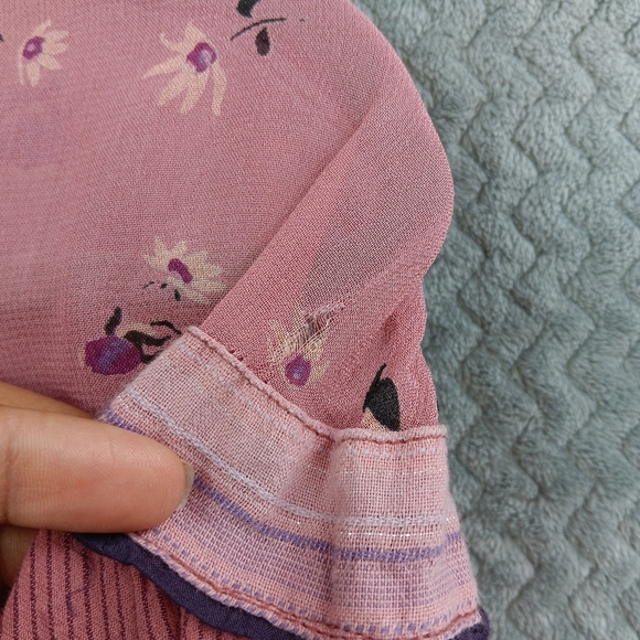 FREE PEOPLE Hearts and Colors Tunic Top Sz M Floral Sheer Long Sleeve Oversized - Picture 12 of 13